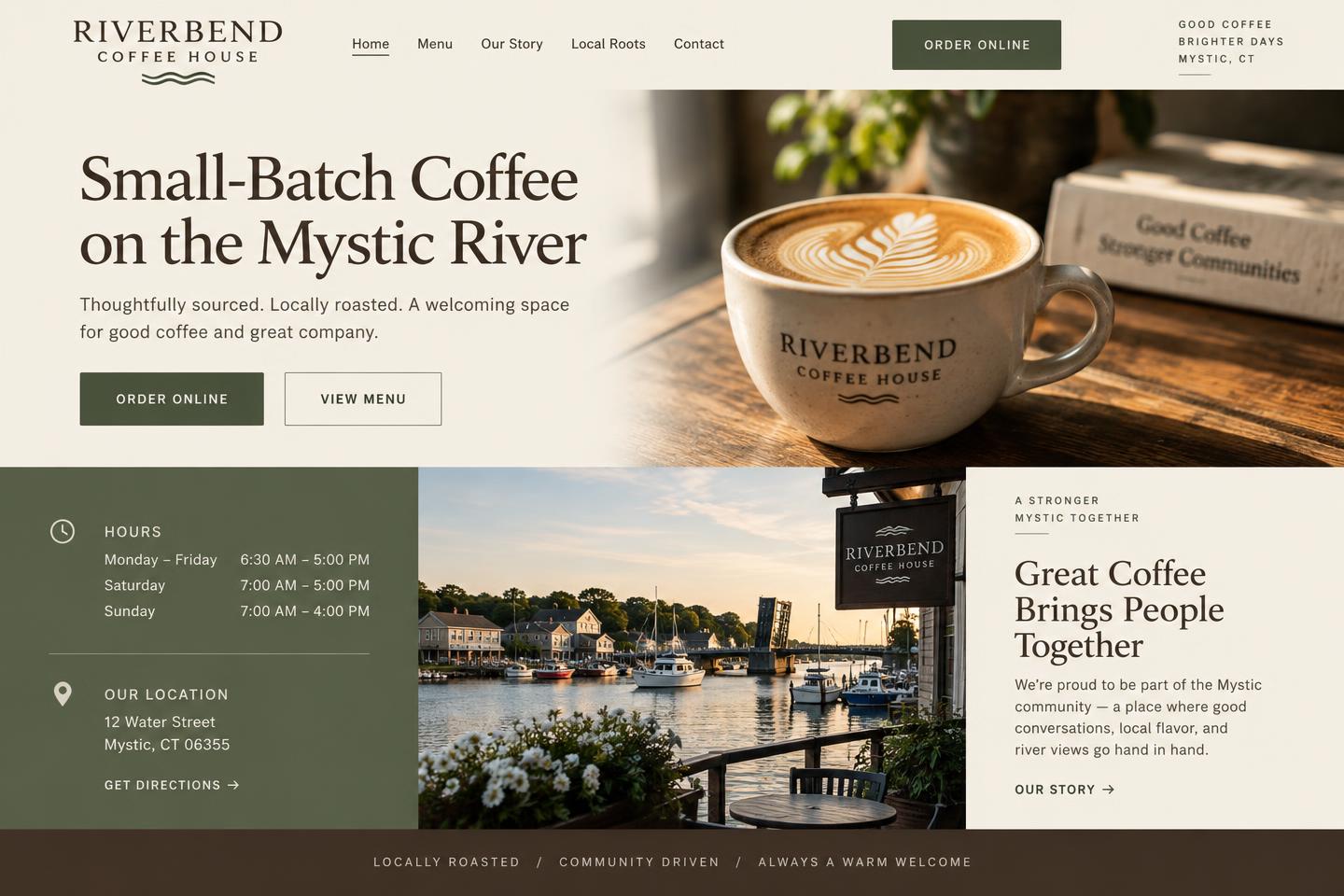Sample website design for Local café
