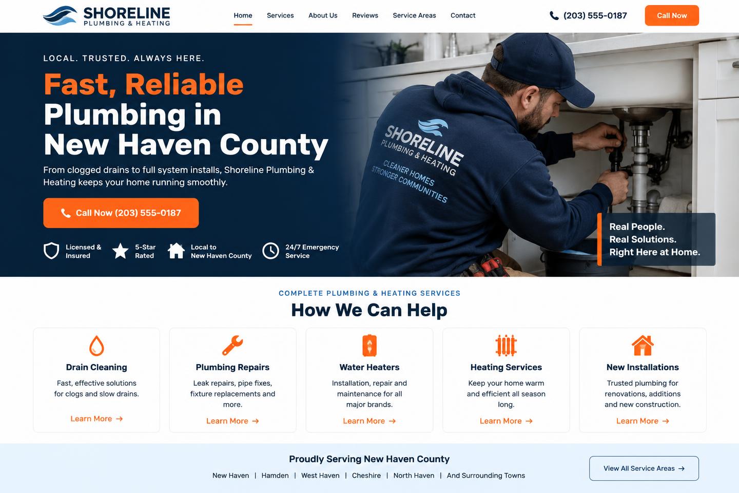 Sample website design for Home service contractor